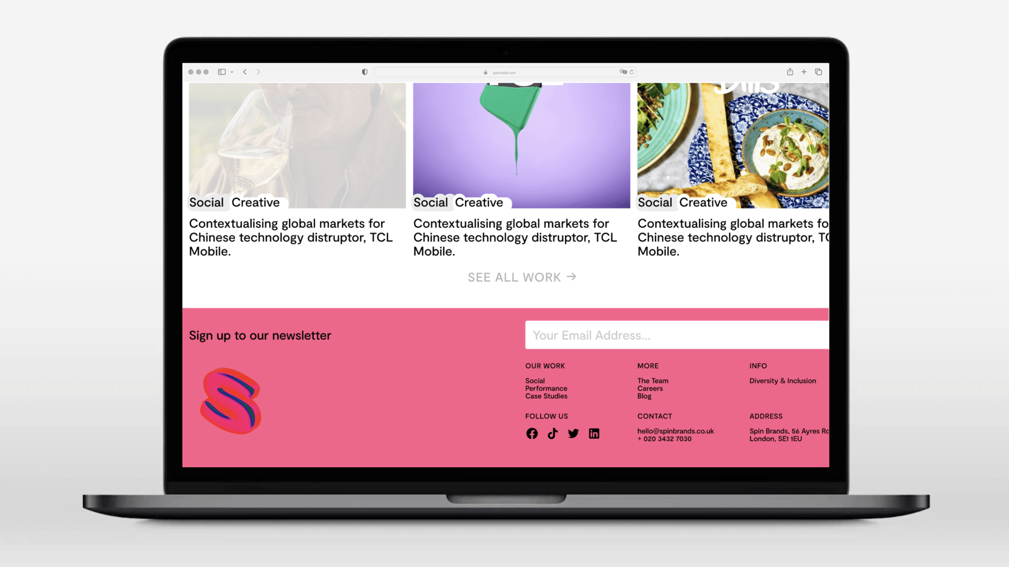 3D 'S' in website footer