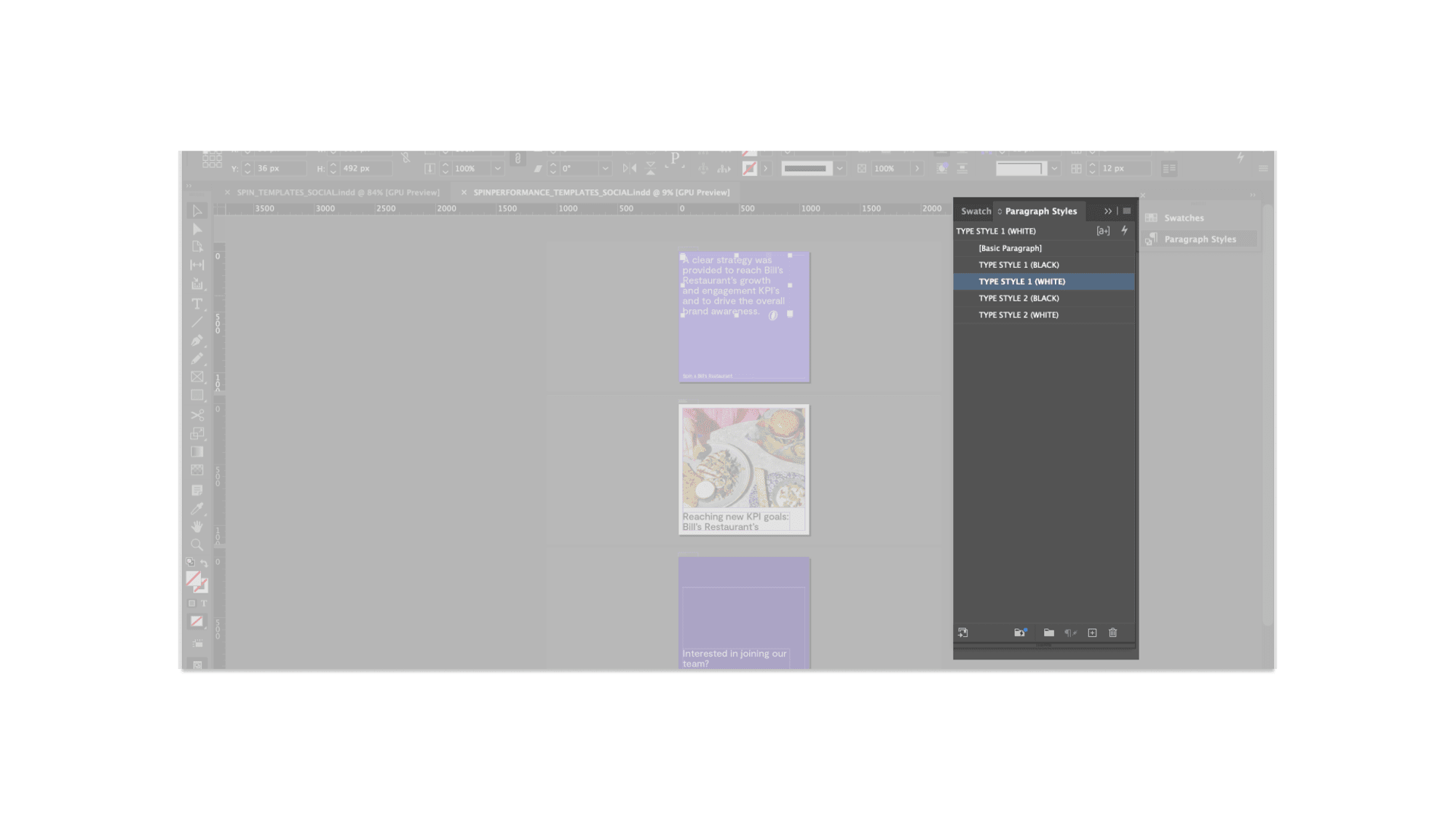 Performance InDesign type styles