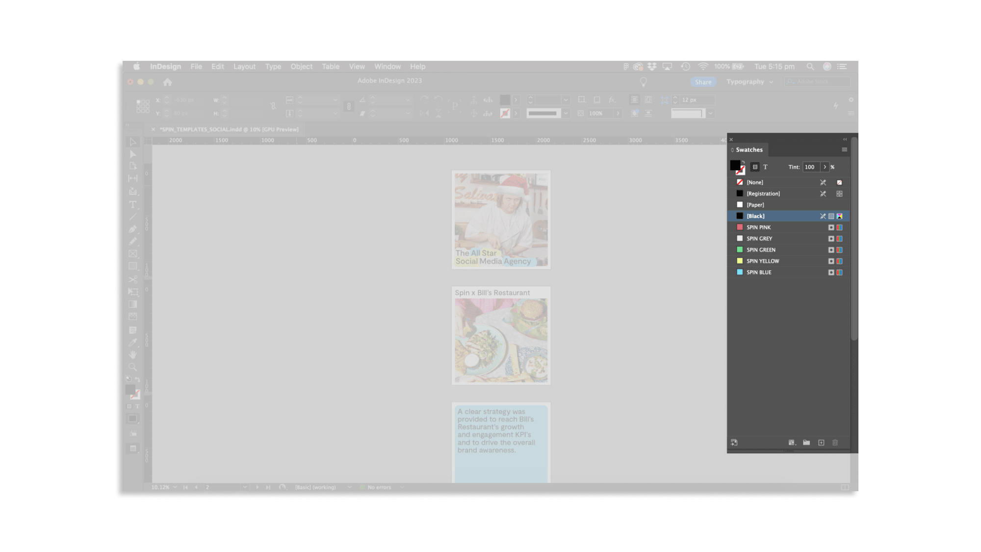 InDesign colour styles