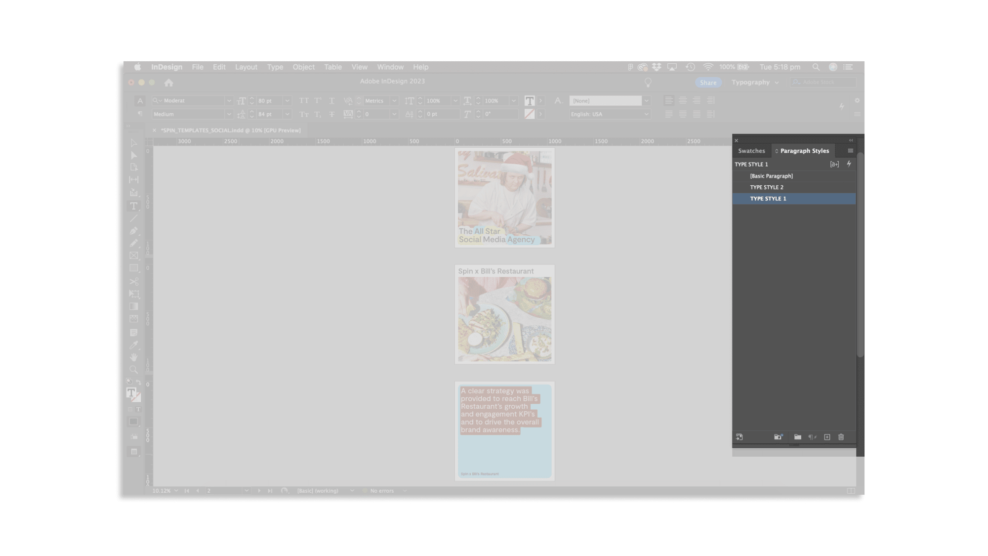 InDesign type styles